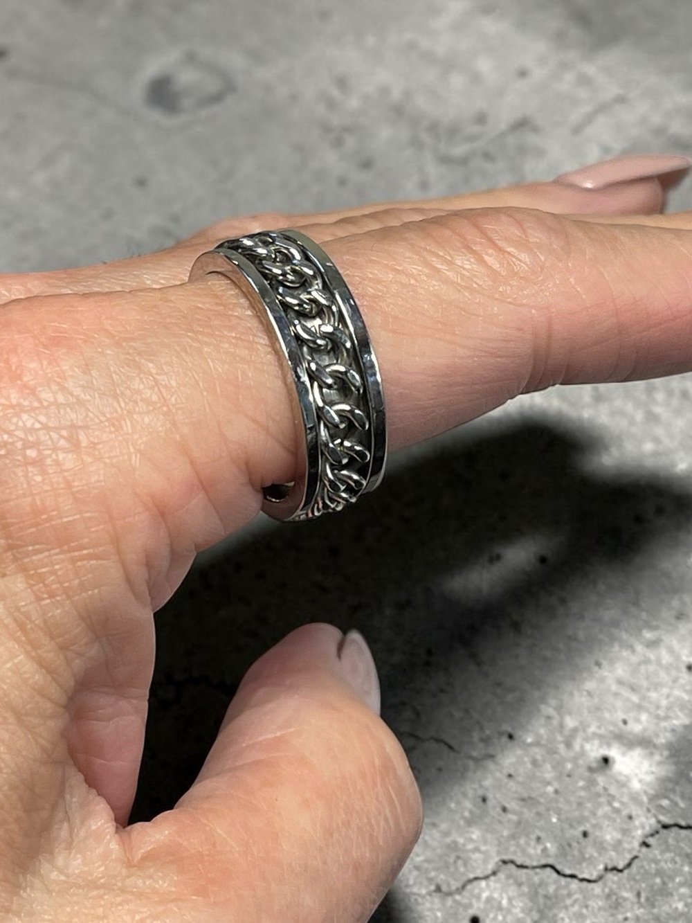 Spikes Stainless Steel Braided Spinner Ring Size 11 Unisex